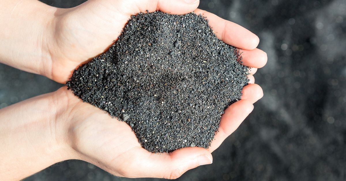 holding black sand