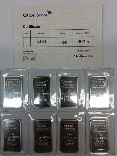 MGS platinum bullion bars